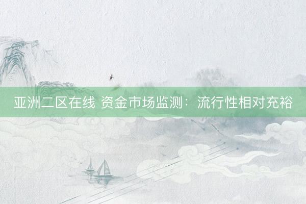 亚洲二区在线 资金市场监测：流行性相对充裕