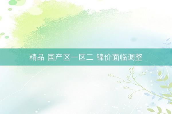 精品 国产区一区二 镍价面临调整