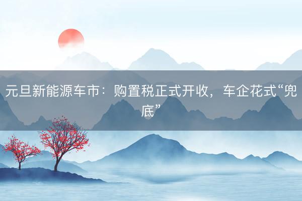 元旦新能源车市：购置税正式开收，车企花式“兜底”