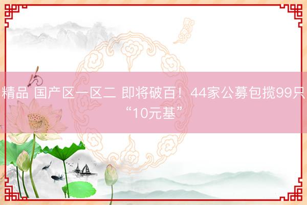 精品 国产区一区二 即将破百！44家公募包揽99只“10元基”