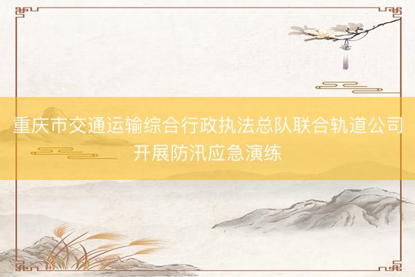 重庆市交通运输综合行政执法总队联合轨道公司开展防汛应急演练
