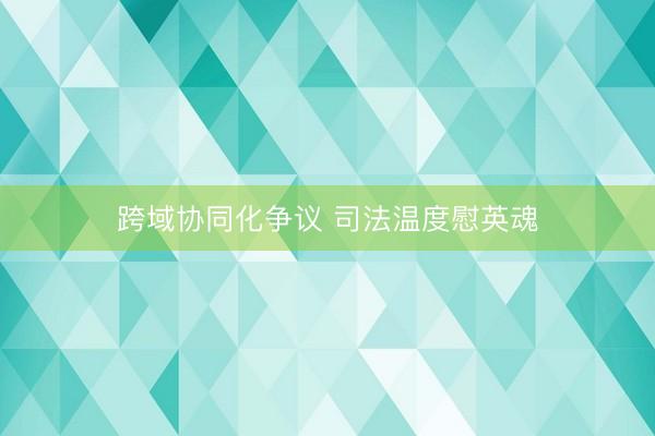 跨域协同化争议 司法温度慰英魂