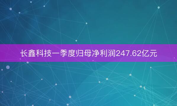 长鑫科技一季度归母净利润247.62亿元