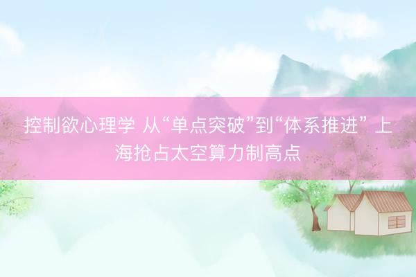 控制欲心理学 从“单点突破”到“体系推进” 上海抢占太空算力制高点