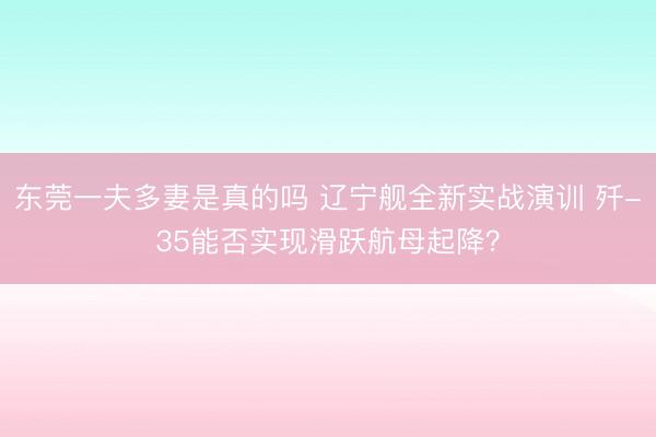 东莞一夫多妻是真的吗 辽宁舰全新实战演训 歼-35能否实现滑跃航母起降？