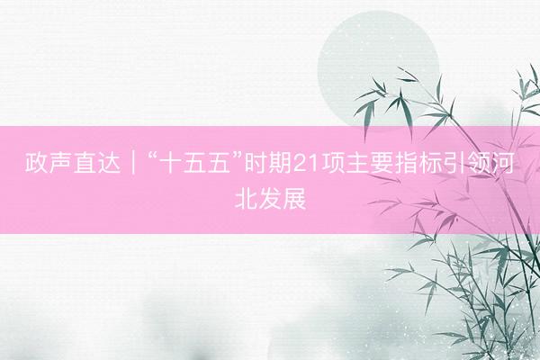 政声直达｜“十五五”时期21项主要指标引领河北发展