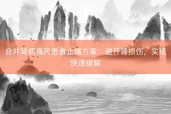 合并肾病痛风患者止痛方案：避开肾损伤，实现快速缓解