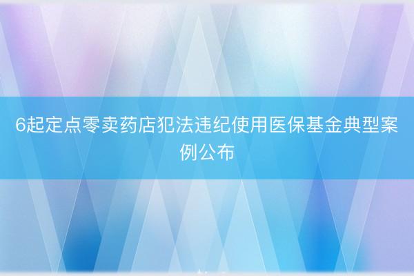 6起定点零卖药店犯法违纪使用医保基金典型案例公布