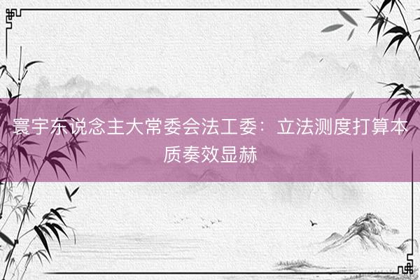寰宇东说念主大常委会法工委：立法测度打算本质奏效显赫