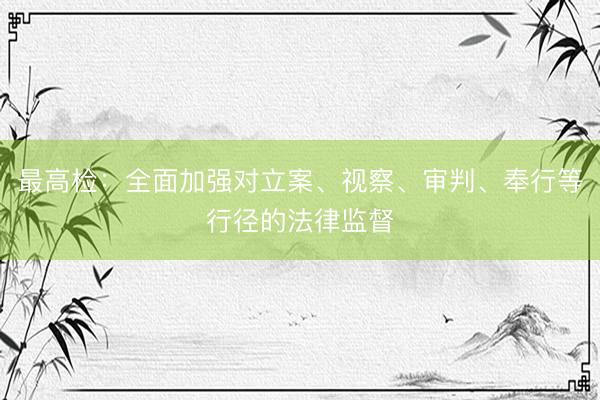 最高检：全面加强对立案、视察、审判、奉行等行径的法律监督
