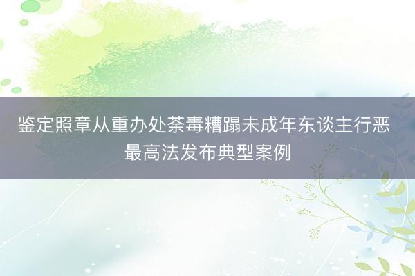 鉴定照章从重办处荼毒糟蹋未成年东谈主行恶 最高法发布典型案例