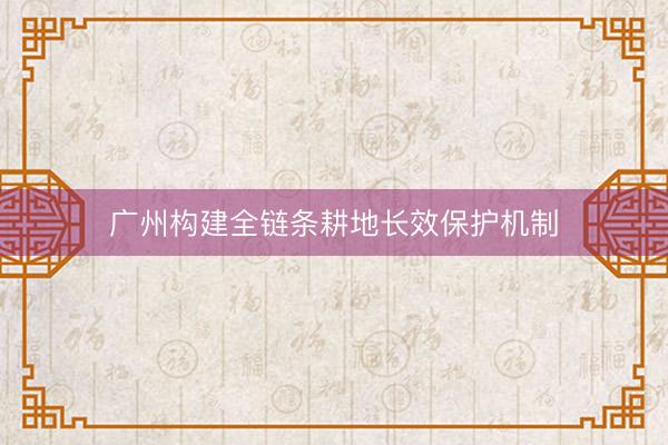 广州构建全链条耕地长效保护机制