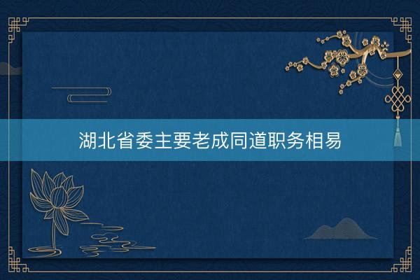 湖北省委主要老成同道职务相易