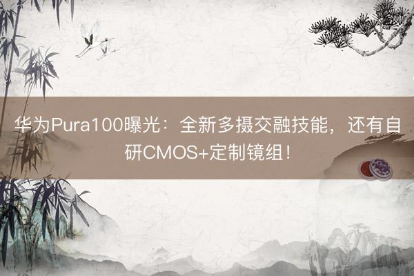 华为Pura100曝光：全新多摄交融技能，还有自研CMOS+定制镜组！