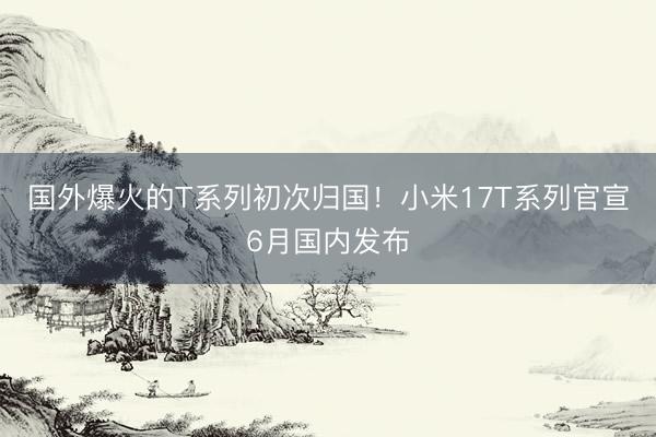 国外爆火的T系列初次归国！小米17T系列官宣6月国内发布