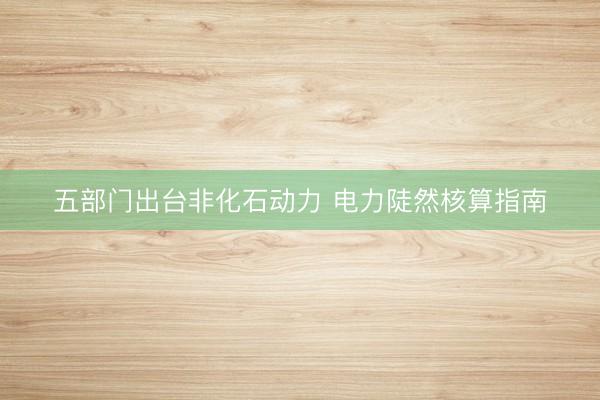 五部门出台非化石动力 电力陡然核算指南