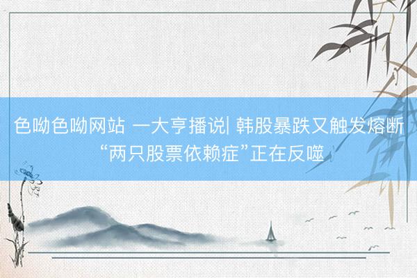 色呦色呦网站 一大亨播说| 韩股暴跌又触发熔断 “两只股票依赖症”正在反噬