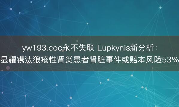 yw193.coc永不失联 Lupkynis新分析:显耀镌汰狼疮性肾炎患者肾脏事件或赔本风险53%