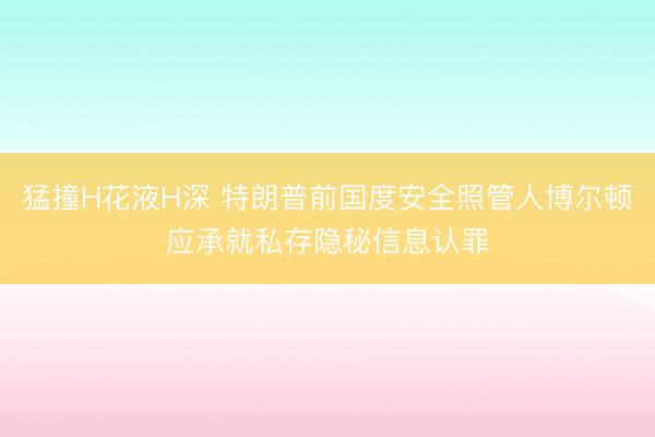 猛撞H花液H深 特朗普前国度安全照管人博尔顿应承就私存隐秘信息认罪