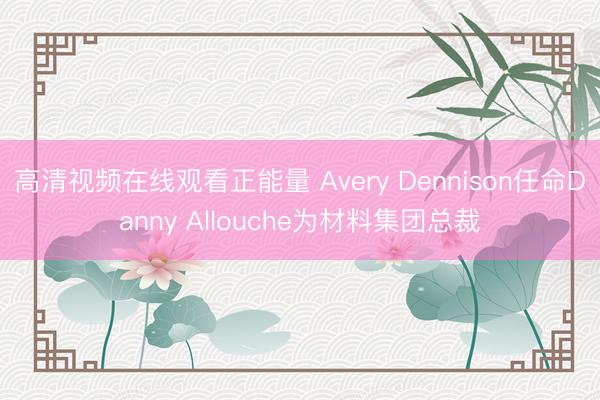 高清视频在线观看正能量 Avery Dennison任命Danny Allouche为材料集团总裁