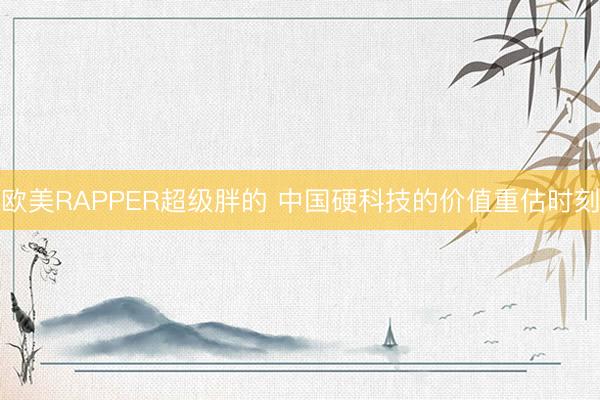 欧美RAPPER超级胖的 中国硬科技的价值重估时刻